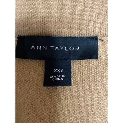 Ann Taylor Brown Tan Two Button Collared Long Sleeve Knit Blazer Coat Jacket XXS