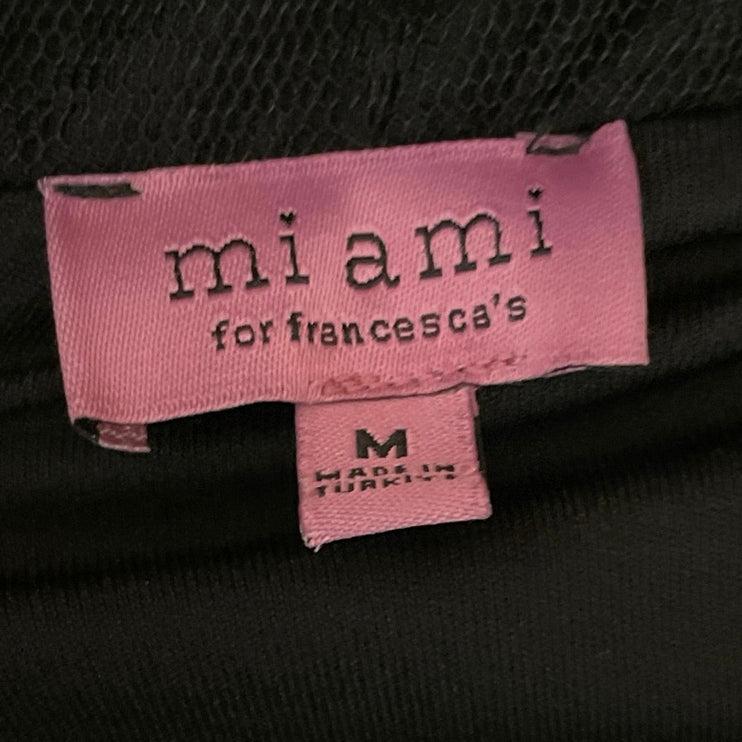 Francesca's Mi Ami Womens Black Lace Overlay Elastic Waist Mini A-line Skirt Sz M