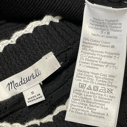 Madewell Black White Chevron Pointelle Sleeveless Sweater Vest Tank Top Size S