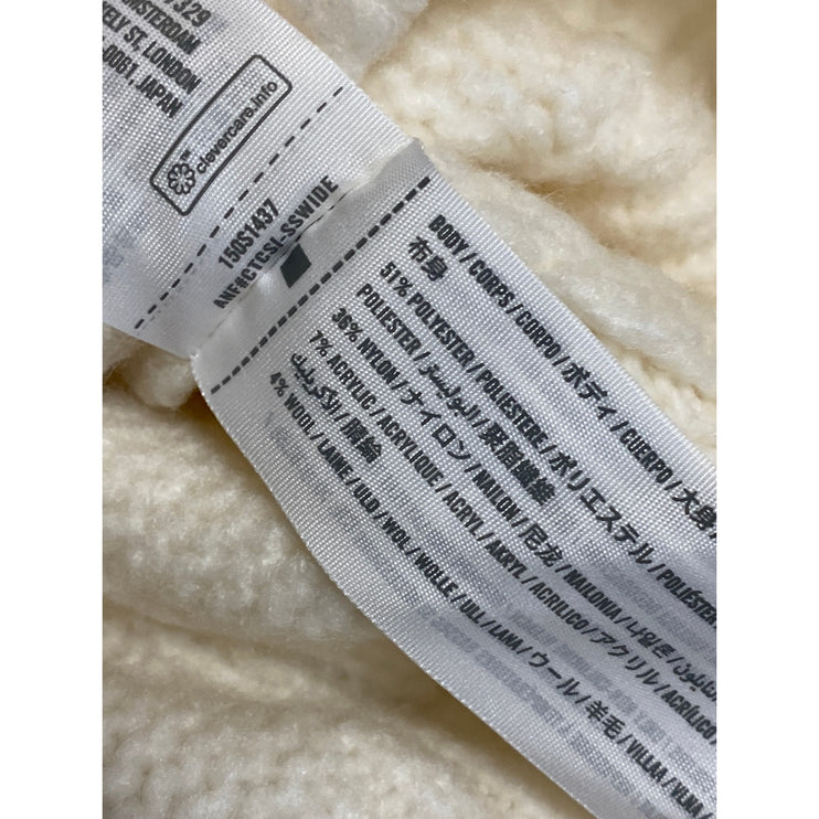 Abercrombie & Fitch Women's White Cable Knit Crewneck Long Sleeve Sweater Top XS