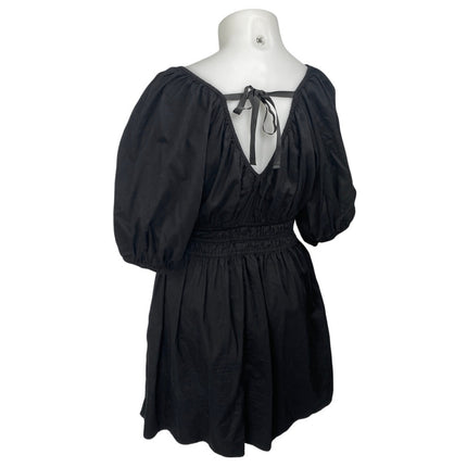 Old Navy Black Short Puff Sleeve Polka Dot Deep V Neck Fit & Flare Midi Dress LT