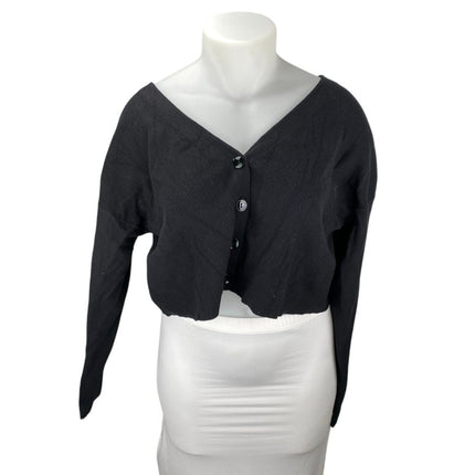 NEW BP.  Black Rib Knit V-neck Button Up Long Sleeve Crop Cardigan Sweater XXL