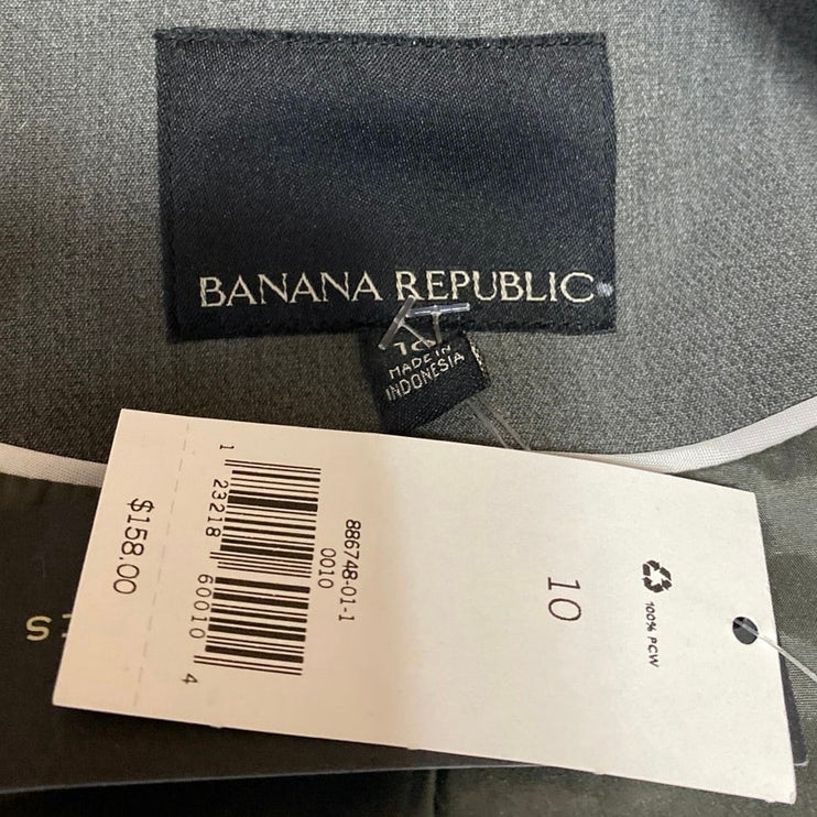 NEW Banana Republic Gray Bell Long Sleeve Zip Up Blazer Coat Jacket Size 10