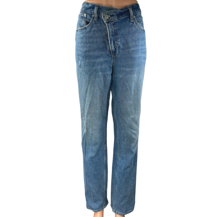 Abercrombie & Fitch 90's Straight Women's Blue Ultra High Rise Denim Jeans Sz 28