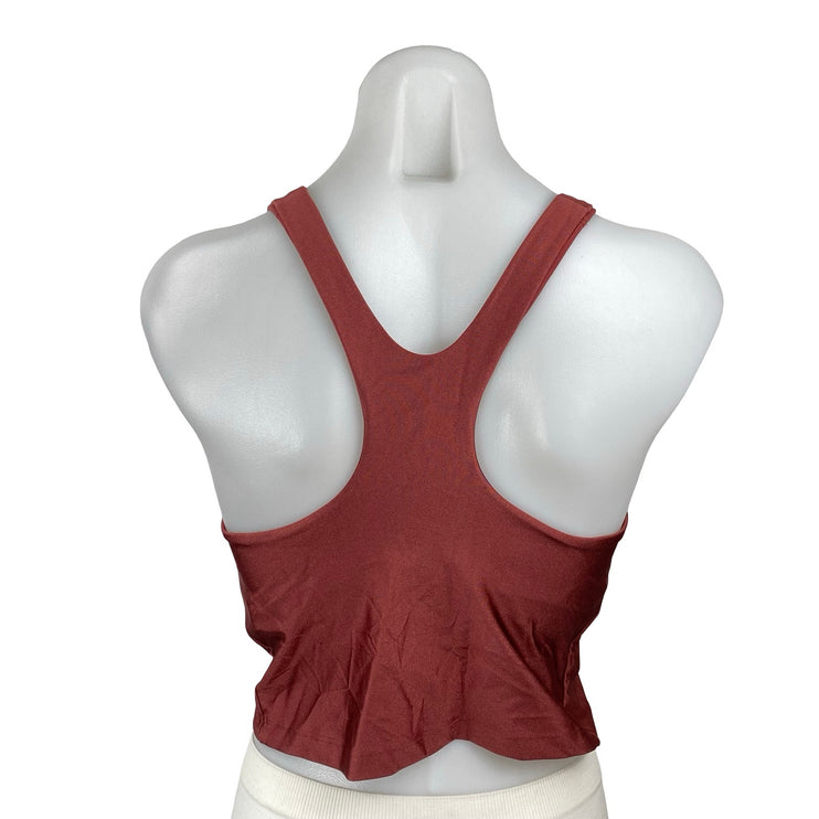 Athleta Purpose Crop Bra D-DD Red Racerback Yoga Workout Athletic Crop Top Sz S