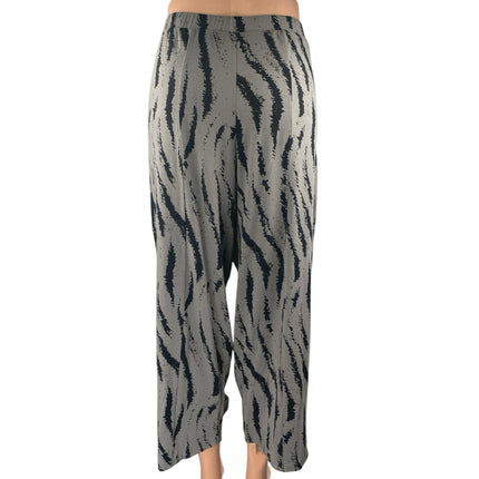 MxM Gray Zebra Animal Print Wide Leg High Waist Palazzo Harem Trousers Pants M