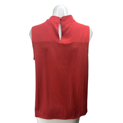 Ann Taylor Women's Red Orange Sleeveless Bow Tie Neck Tank Shirt Blouse Top Sz S