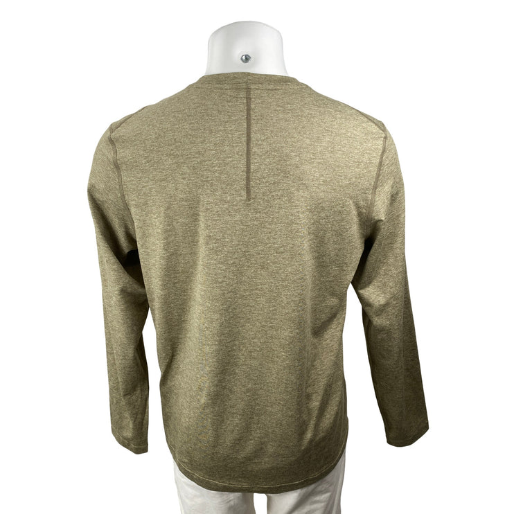 Lululemon Men's Green Crew Neck Long Sleeve Jersey Tee Casual T-Shirt Top Sz 16