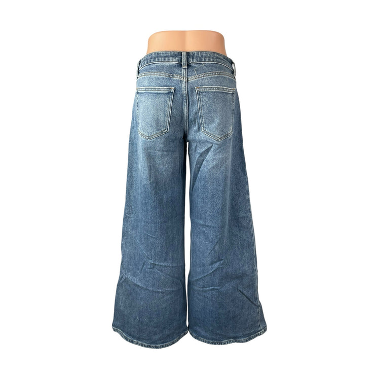 Silver Jeans Co Women's Blue Mid Rise Wide Leg Baggy Palazzo Denim Jeans Size 25