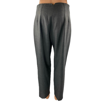 Zara Women's Gray High Waisted Pleated Tapered Trousers Dress Pants Size L