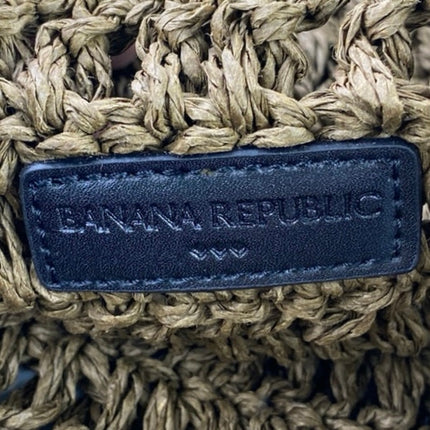 Banana Republic Paper Straw Shopper Tan Black Strap Vegan Beach Tote Bag OS