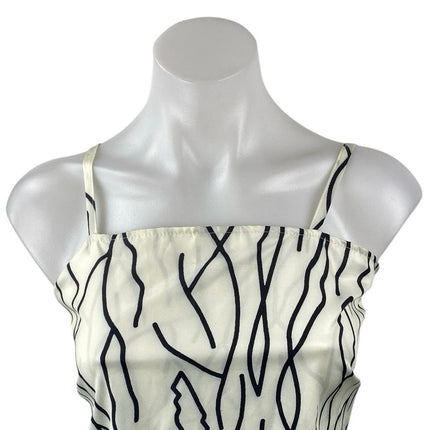 Commense Women's White Black Abstract Sleeveless Longline Cami Crop Top Size XS