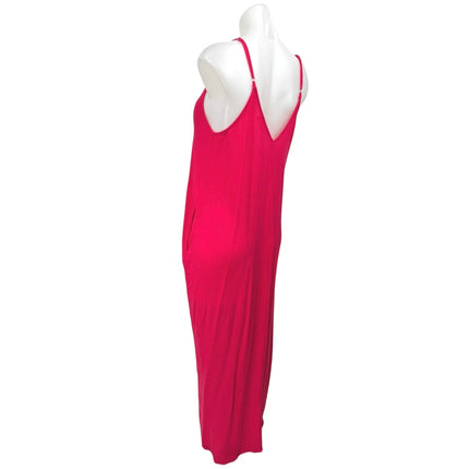 Lovestitch Pink Sleeveless Deep V-Neck Cami Camisole Tank Maxi Dress Size S/M