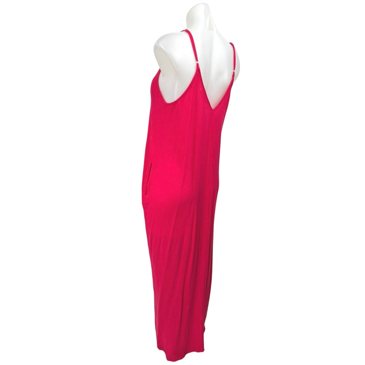 Lovestitch Pink Sleeveless Deep V-Neck Cami Camisole Tank Maxi Dress Size S/M