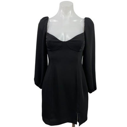 Aritzia Wilfred Novella Black Puff Long Sleeve Slit Mini Shift A-Line Dress Sz S