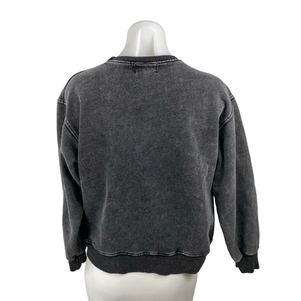 Jubylee Women's Gray Leopard Amour Embroidered Long Sleeve Sweatshirt Top M/L