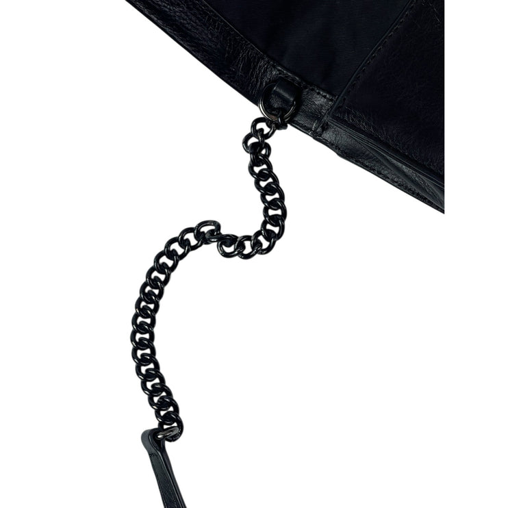 Rebecca Minkoff Chevron Quilted Black 100% Leather Chain Crossbody Purse Bag OS