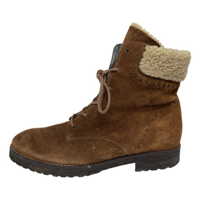 Paul Green Women's Brown Suede Sherpa Fold Over Lace Up Ankle Snow Boots Sz 4.5