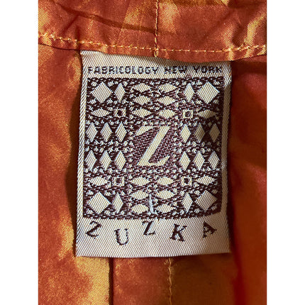 Zuzka Women's Rust Coral Silk Satin Long Sleeve Tie Waist Shirt Blouse Top OS