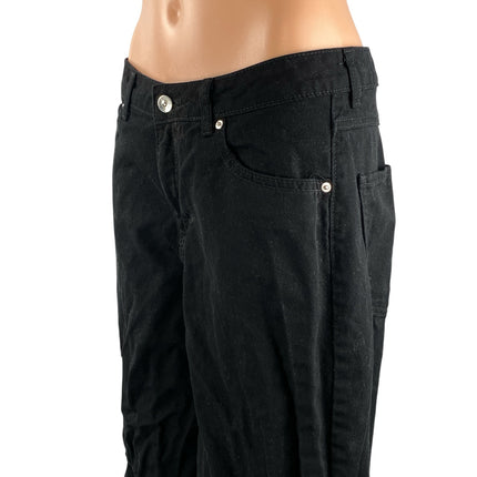 H&M Women's Black High Waisted Wide Leg Baggy Y2k Relaxed Denim Jeans Size 6