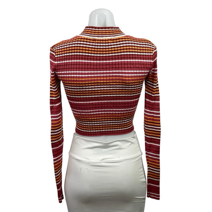 Madden NYC Stripe Long Sleeve CutOut Crop Tee T-Shirt Sweatshirt Sweater Top XS