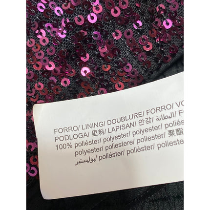 Pull & Bear Black Pink Sequin Sparkly Sleeveless Cami Tank Crop Top Size S