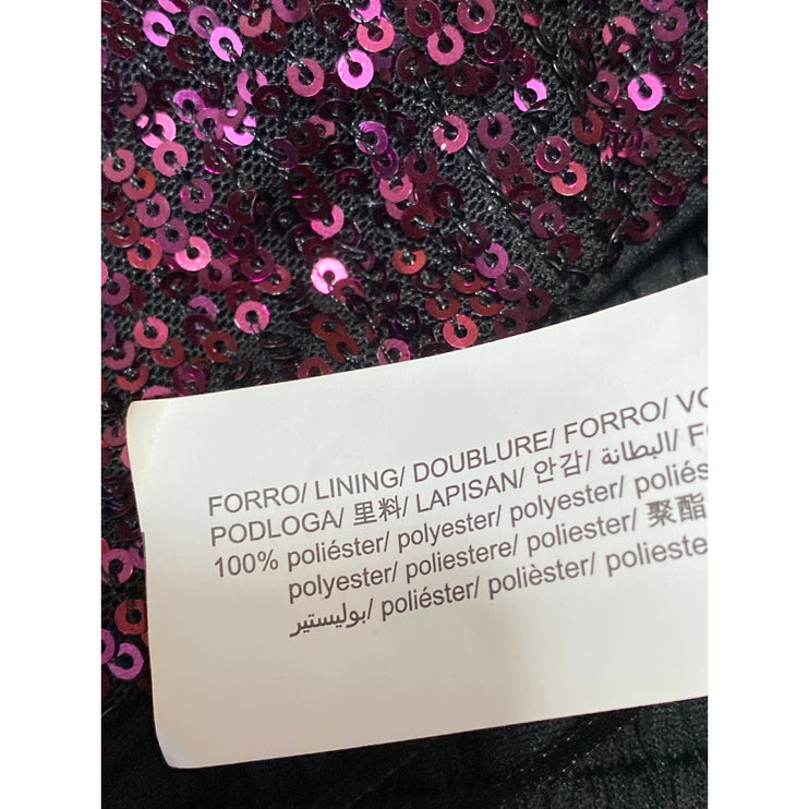 Pull & Bear Black Pink Sequin Sparkly Sleeveless Cami Tank Crop Top Size S