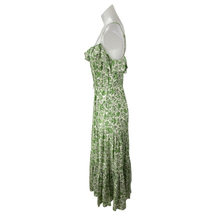 J.Crew Women's Green Floral Ruffle Sleeveless Cami Tank A Line Maxi Dress Size S