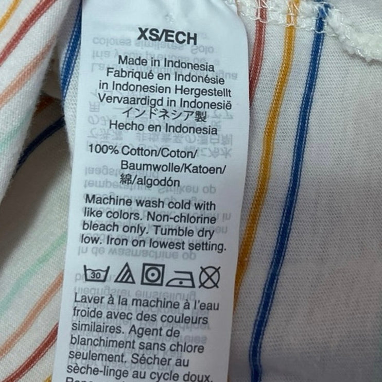 Madewell White Multicolor Striped Knit Short Sleeve Pullover Tee T-Shirt Top XS