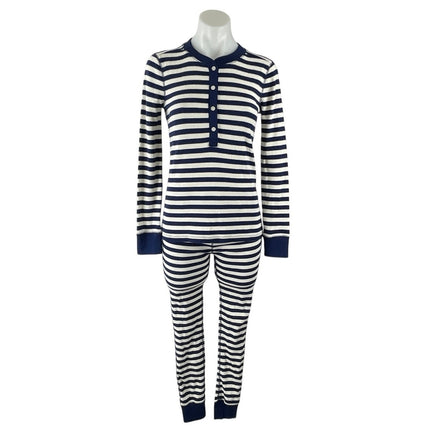 NEW J.Crew Waffle Henley Stripe Long Sleeve Leggings Pajama Sleepwear Set Sz XS