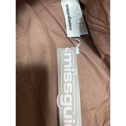 NEW Missguided Brown Sequin Boat Neck Waffle Knit Open Back Mini Dress Size S
