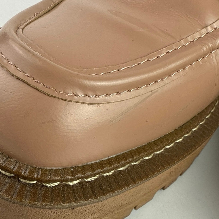 Sam Edelman Laurs Brown Leather Buckle Slip On Chunky Platform Loafers Shoes 8.5