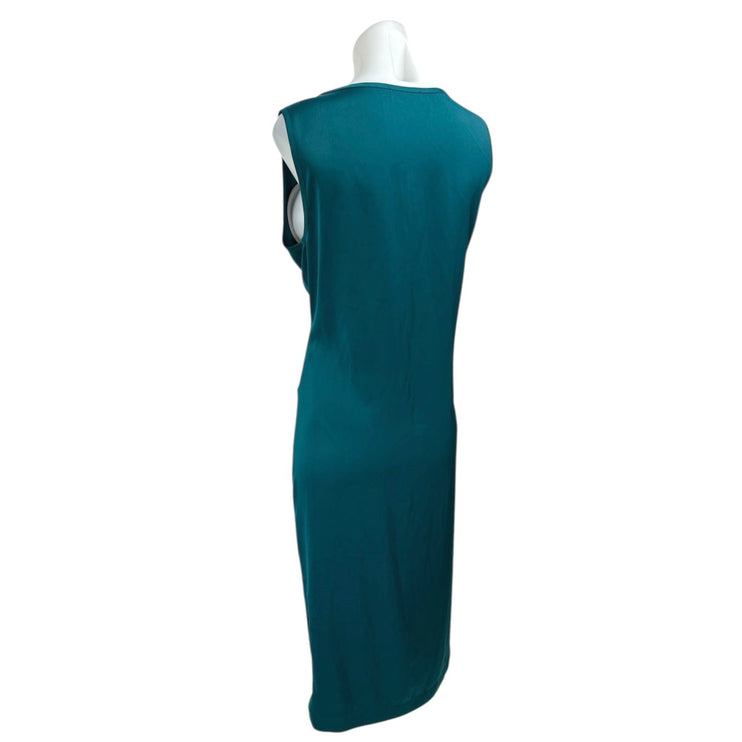 Nine West Blue Silk Satin Sleeveless Boat Neck Tank Mini Sheath Dress One Size