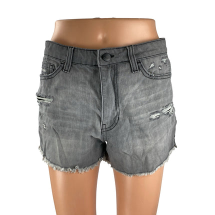 Vervet Womens Black Washed Distressed High Rise Cutout Denim Jean Shorts Size 28