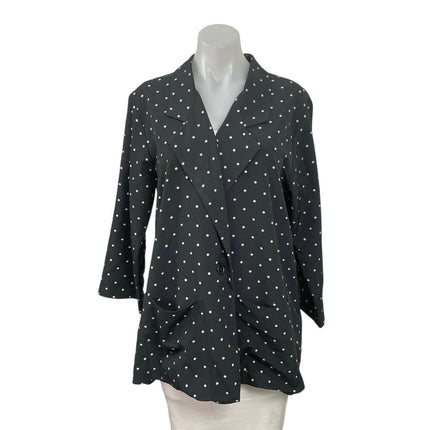 Monki Women's Black Polka Dots Notch Lapel Pocket Blazer Coat Jacket Size M
