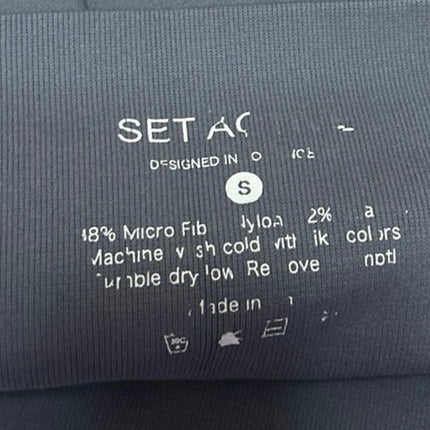 Set Active Blue Gray Skinny Leg Mid Rise Activewear Yoga Gym Leggings Pants Sz S