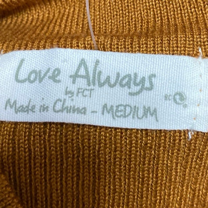 Love Always Brown Rib Knit Cutout Keyhole Long Sleeve Mini Sweater Dress Size M