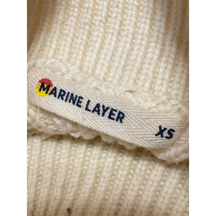 Marine Layer Women's Cream Wool Rib Knit Turtleneck Long Sleeve Sweater Top XS