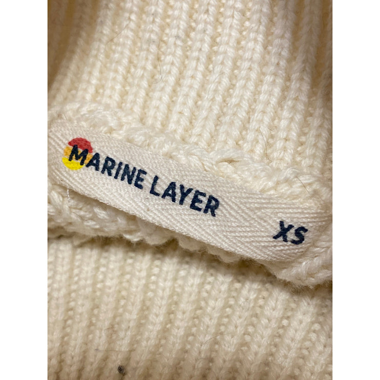 Marine Layer Women's Cream Wool Rib Knit Turtleneck Long Sleeve Sweater Top XS
