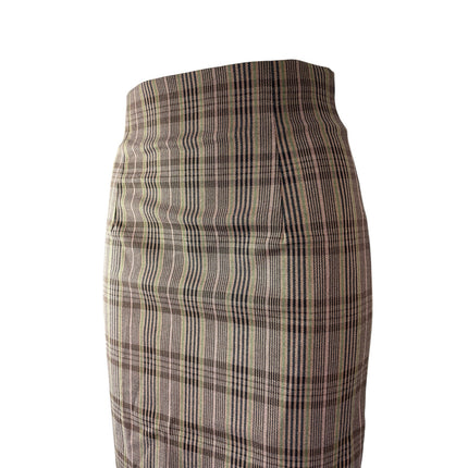 Reorg Women's Brown Pleated High Waisted Pencil Slit Career Midi Skirt Size S