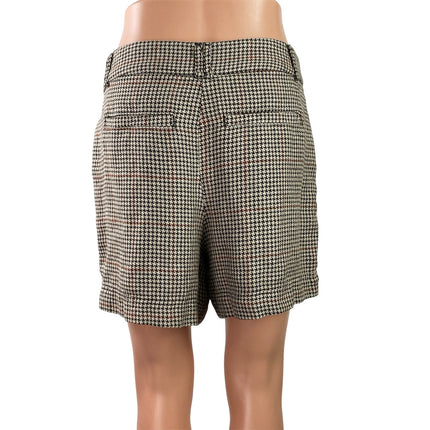 Free People Women's Beige Houndstooth Pleated High Rise Mini Shorts Size 2