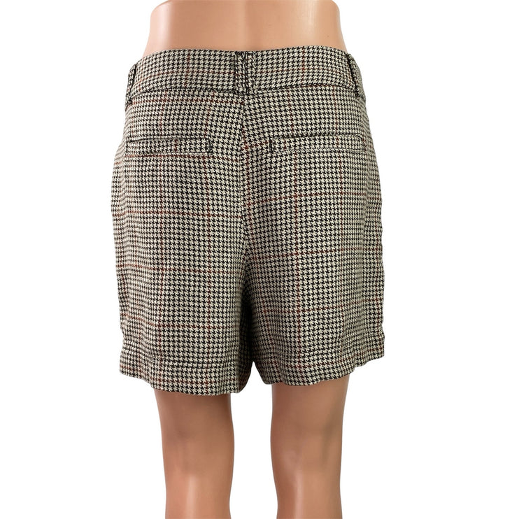 Free People Women's Beige Houndstooth Pleated High Rise Mini Shorts Size 2