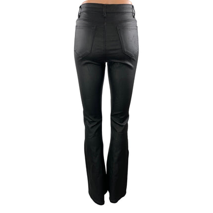 Edikted Women's Black Coated High Rise Slim Bootcut Flared Denim Jeans Size M