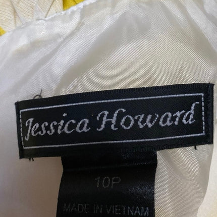 Jessica Howard Yellow Floral Ruffle Faux Wrap Sleeveless Mini Pencil Dress 10P