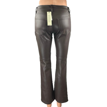 NEW Banana Republic Brown Faux Leather Mid Rise Flared Bootcut Trousers Pants 24