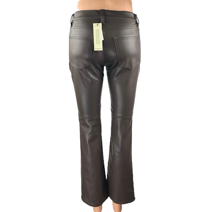 NEW Banana Republic Brown Faux Leather Mid Rise Flared Bootcut Trousers Pants 24
