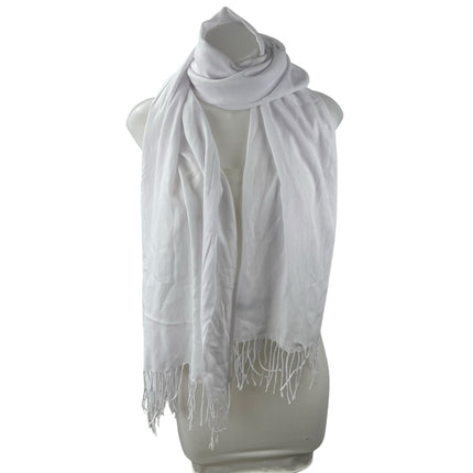 Women's White Cashmere Fringe Warmer Winter Shawl Wrap Neck Scarf One Size