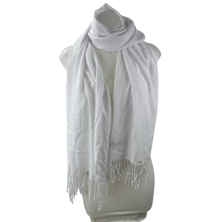 Women's White Cashmere Fringe Warmer Winter Shawl Wrap Neck Scarf One Size