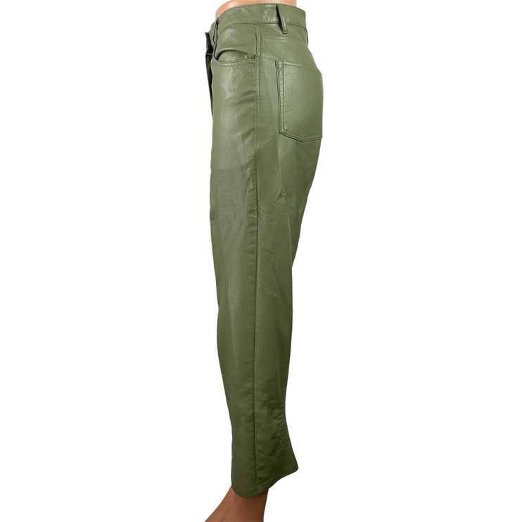 Aritzia Wilfred The Melina Womens Green Faux Leather Vegan Trousers Pants Size 4