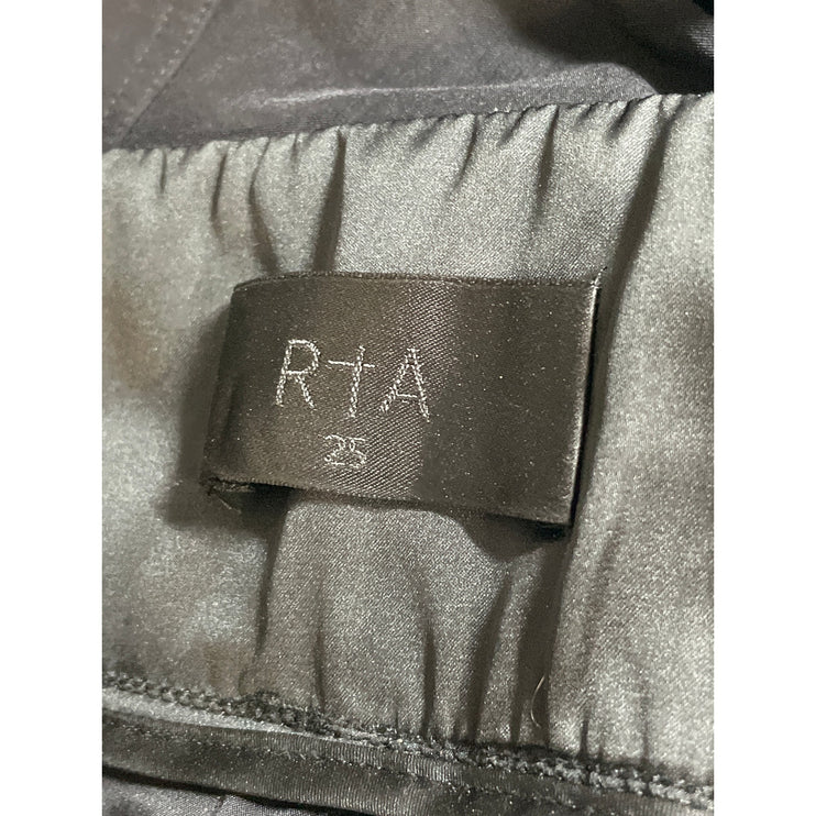 RTA Women's Black High Waisted Cargo Zip Tapered Jogger Trousers Pants Size 25